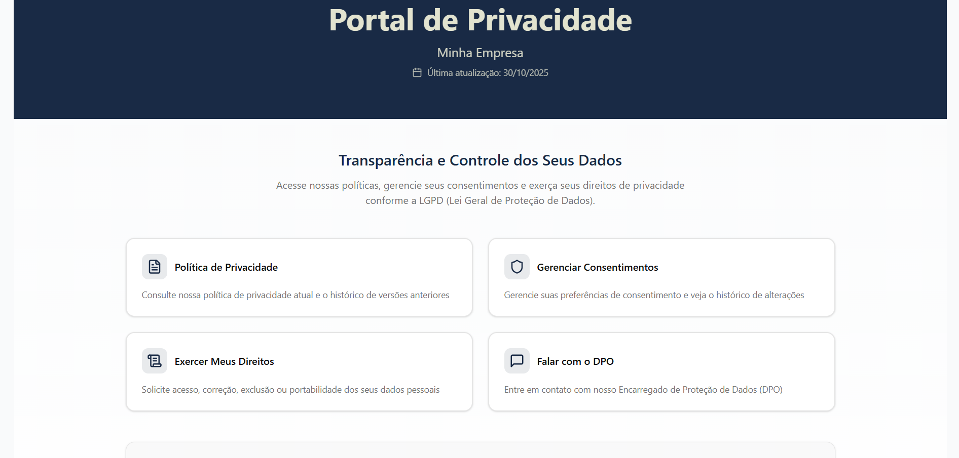 Dashboard - Portal de Privacidade